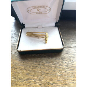 Vintage Charter Club Golf-Clubs Tie Clip Gold-Toned